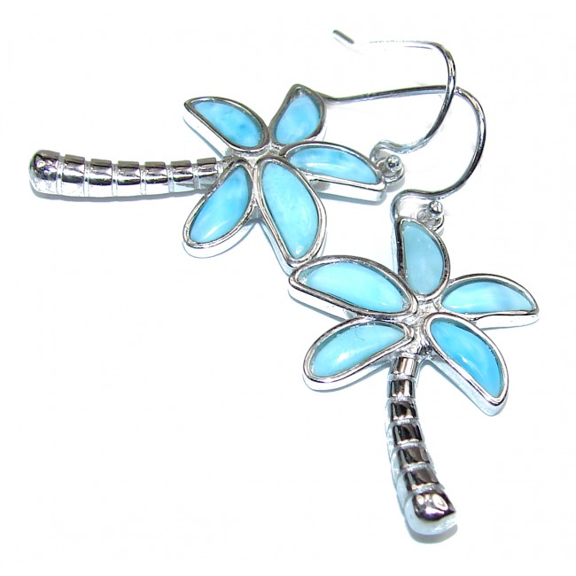 Palms Trees Best Quality Blue Larimar .925 Sterling Silver handmade earrings
