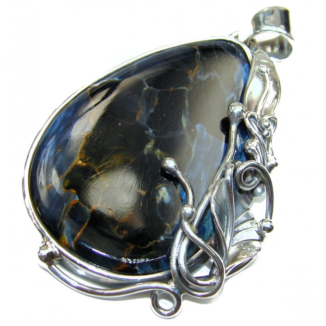 Genuine Black Pietersite .925 Sterling Silver handmade Pendant