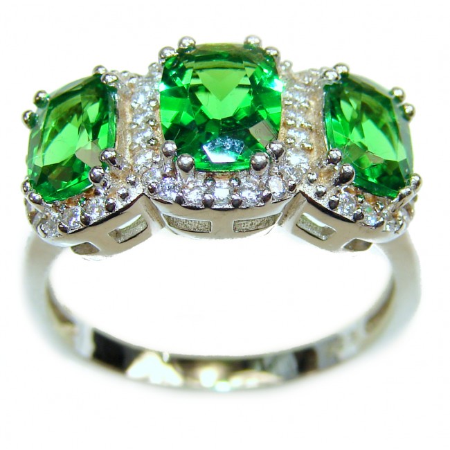Spectacular Natural Chrome Diopside .925 Sterling Silver handmade Statement ring s. 9