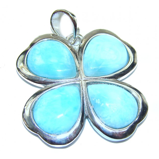 Natural inlay Larimar .925 Sterling Silver handcrafted Pendant