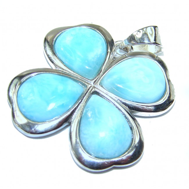 Natural inlay Larimar .925 Sterling Silver handcrafted Pendant