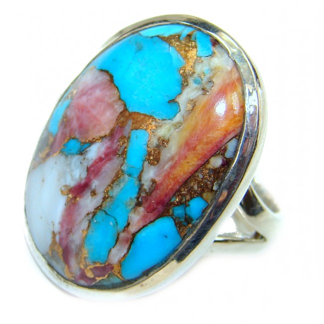 Rare Oyster Turquoise .925 Sterling Silver handcrafted ring; s. 6