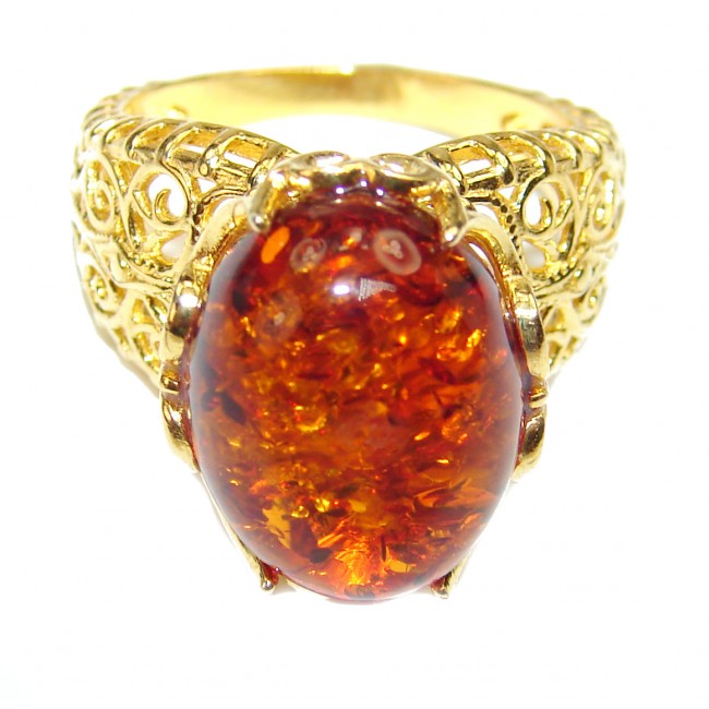 Best quality Butterscotch Baltic Amber .925 Sterling Silver handmade Ring size 7 3/4