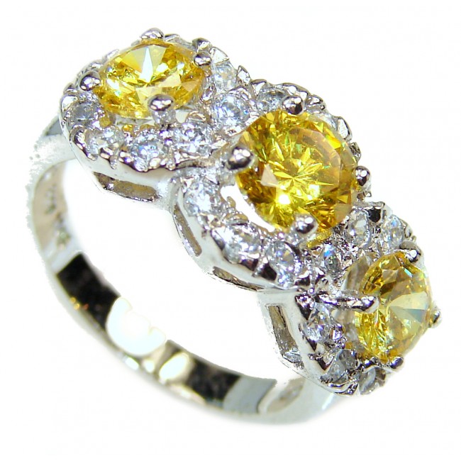 Cocktail Style Natural Citrine .925 Sterling Silver handcrafted Ring s. 6