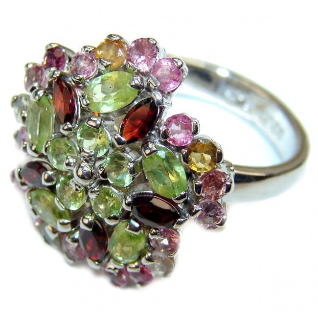 Fiesta Authentic Multigem .925 Sterling Silver handcrafted Ring size 8 1/4