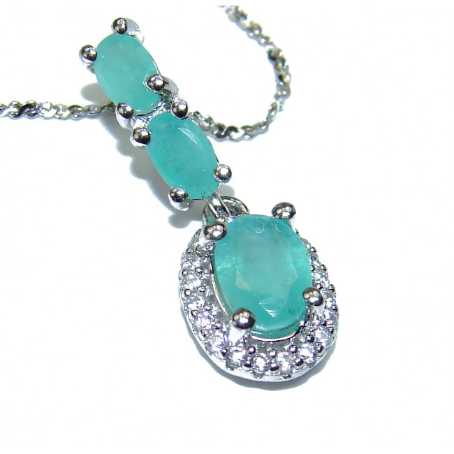 Magnificent Jewel authentic Emerald .925 Sterling Silver handcrafted necklace