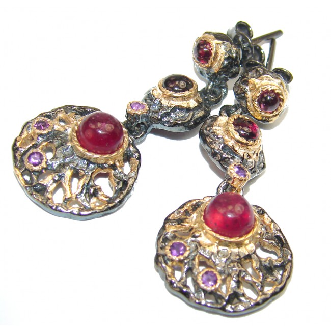 Authentic Ruby 14K Gold over .925 Sterling Silver handmade earrings
