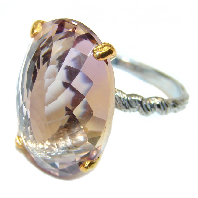 Powerful Authentic 35ctw Ametrine 18K Gold over .925 Sterling Silver brilliantly handcrafted ring s. 7