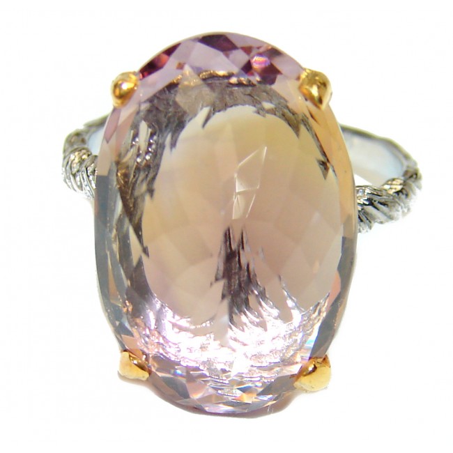 Powerful Authentic 35ctw Ametrine 18K Gold over .925 Sterling Silver brilliantly handcrafted ring s. 7