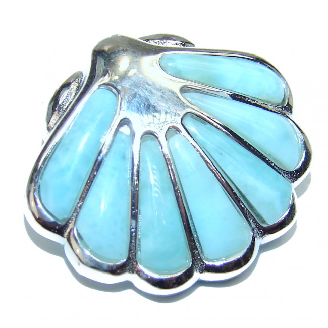 Best quality inlay Larimar from Dominican Republic .925 Sterling Silver handmade pendant