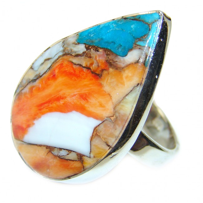 Rare Oyster Turquoise .925 Sterling Silver handcrafted ring; s. 8