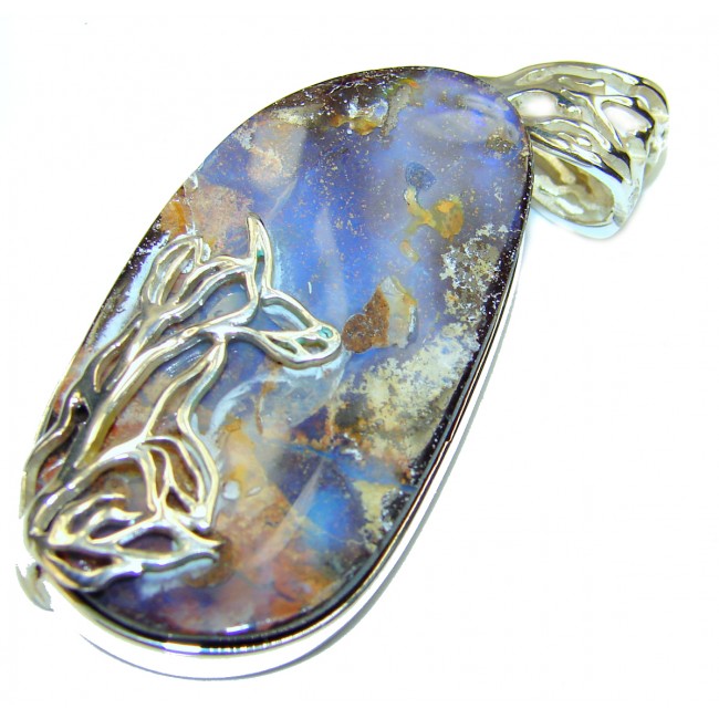Authentic Australian Boulder Opal .925 Sterling Silver handmade Pendant