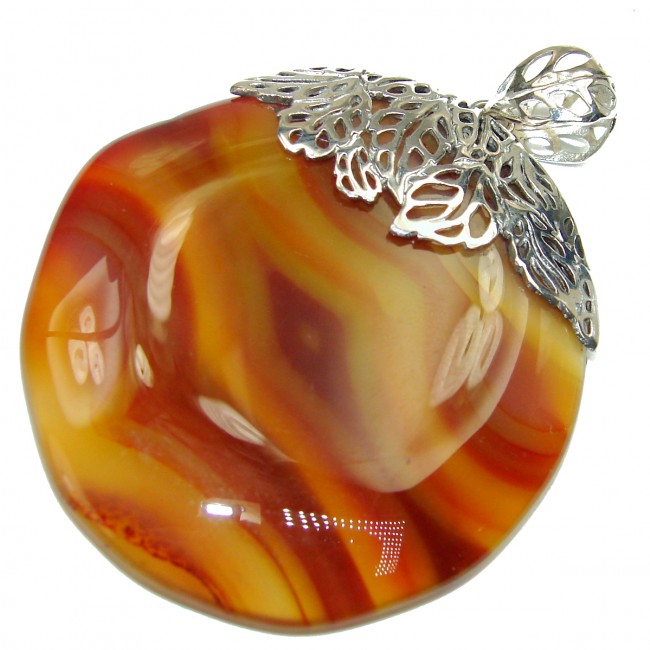 One of the kind genuine Botswana Agate .925 Sterling Silver handcrafted Pendant