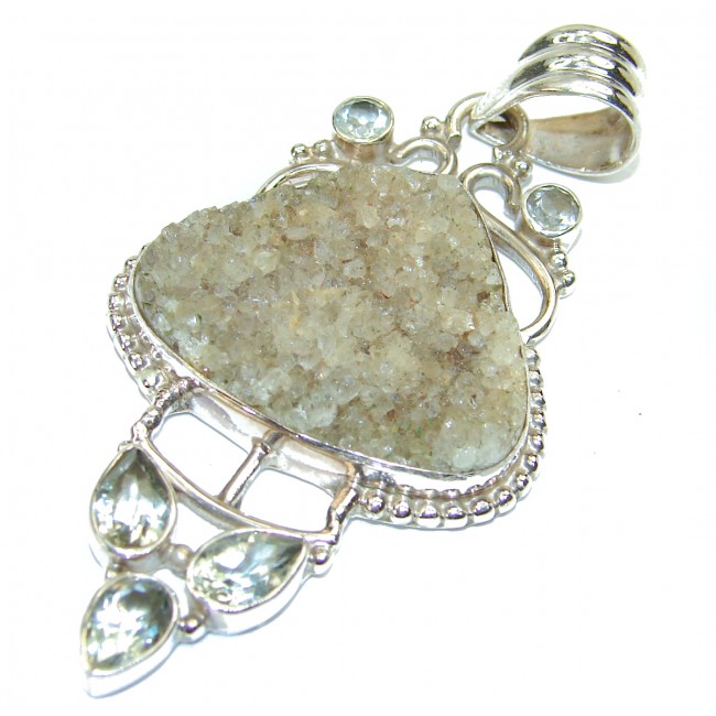 Green Melody Agate Druzy .925 Sterling Silver Pendant