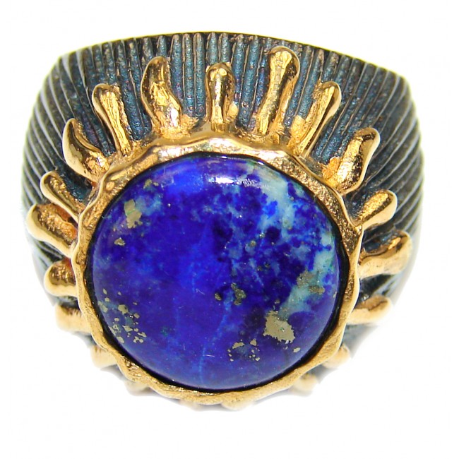 Natural Lapis Lazuli 14K Gold over .925 Sterling Silver handcrafted ring size 6