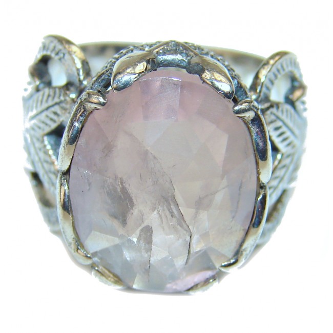 Rose Quartz .925 Sterling Silver handcrafted cha-cha Ring s. 7