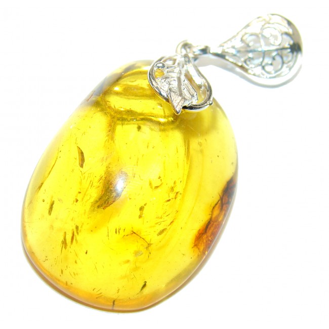 Golden Beauty Natural Baltic Amber .925 Sterling Silver handmade Pendant