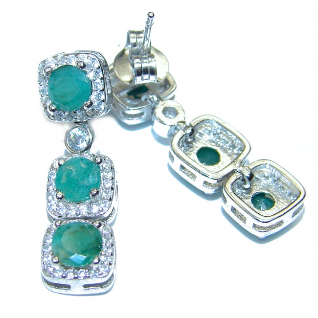 Emerald .925 Sterling Silver handmade earrings