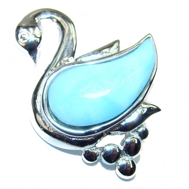 Magic Swan inlay Larimar .925 Sterling Silver pendant