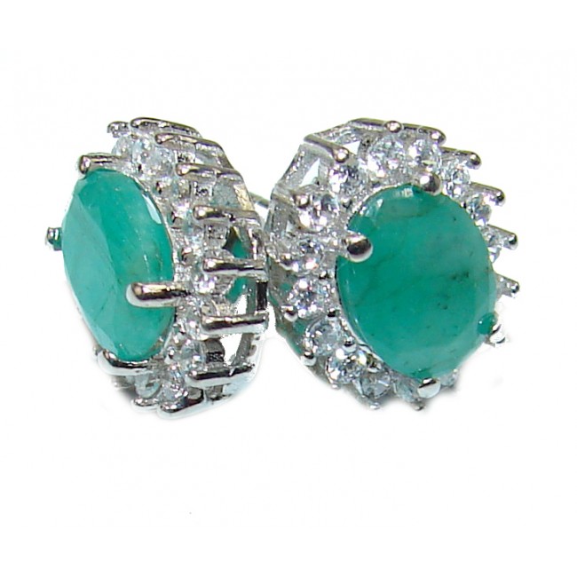 Incredible Beauty Emerald .925 Sterling Silver handmade earrings