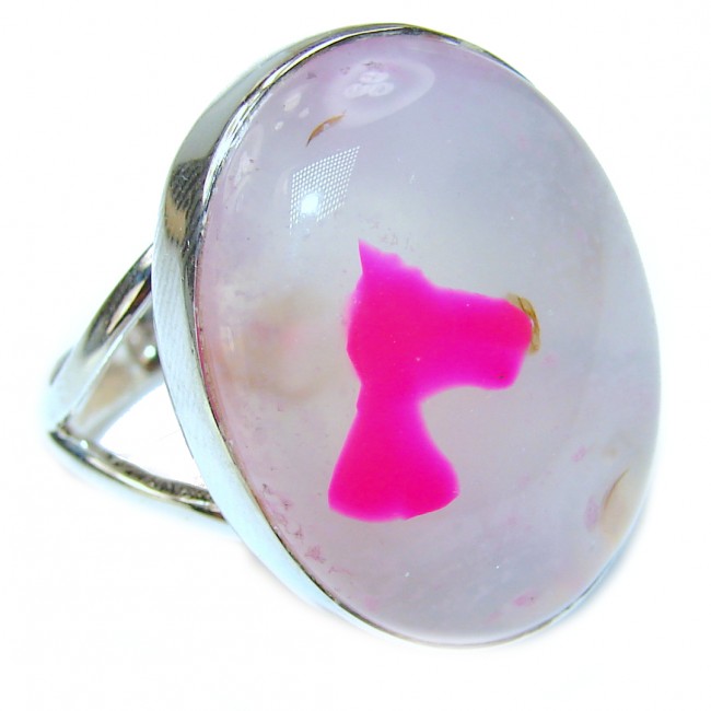 Great Crazy Agate .925 handcrafted Sterling Silver Ring s. 9 3/4