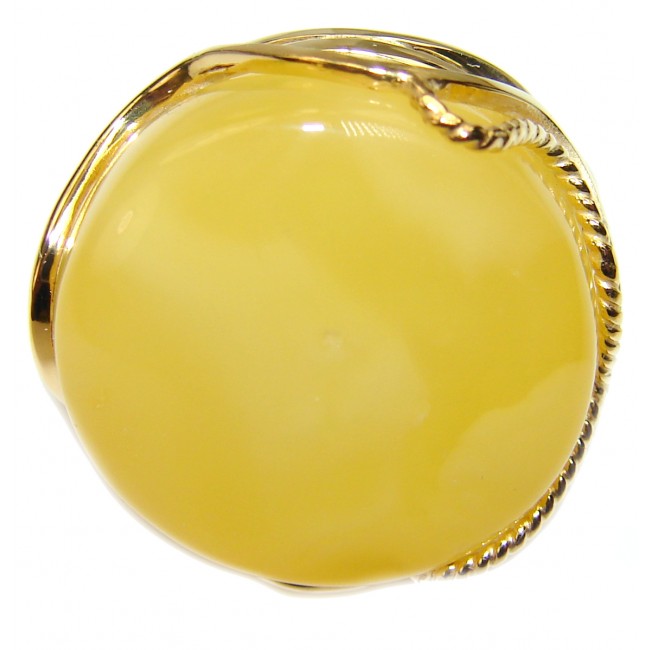 Best quality Butterscotch Baltic Amber 18K Gold over .925 Sterling Silver handmade Ring size 8 adjustable