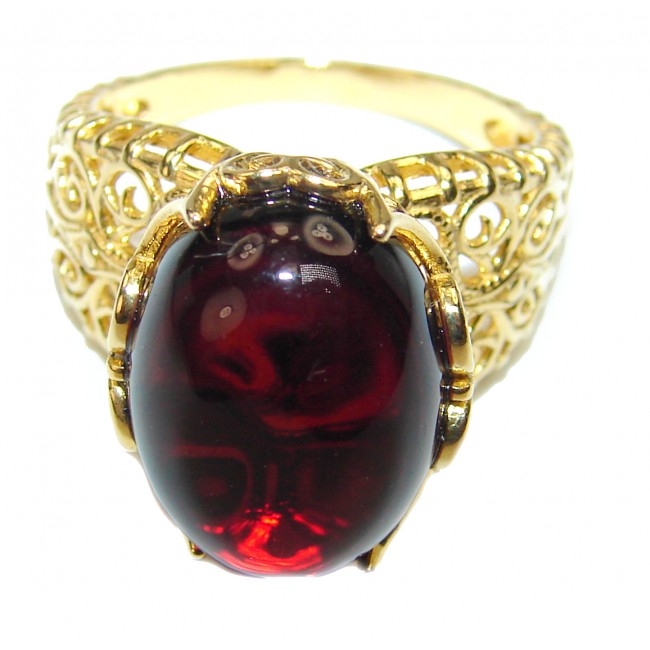 Best quality Butterscotch Baltic Amber 18K Gold over .925 Sterling Silver handmade Ring size 8 3/4
