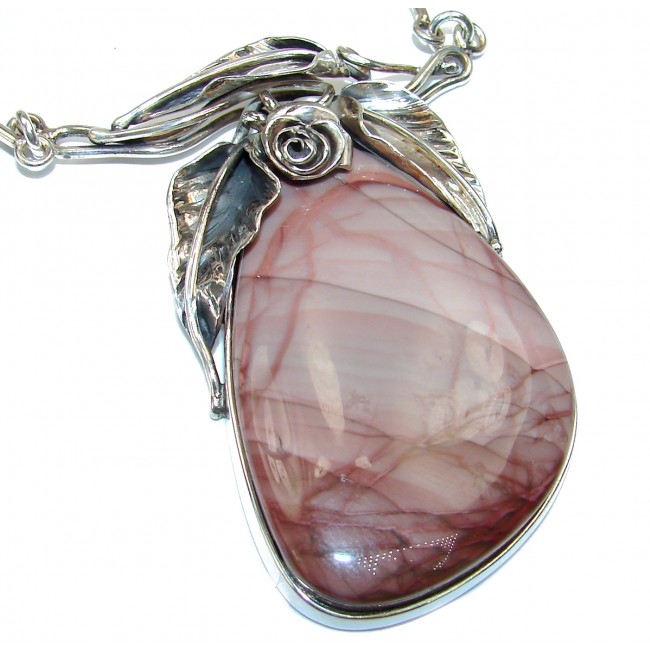 One of the kind Spiders's web AAA + Imperial Jasper Sterling Silver handmade necklace