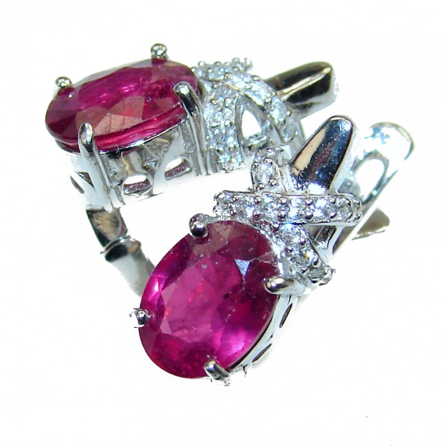 Authentic 7.5carat Ruby .925 Sterling Silver handcrafted earrings
