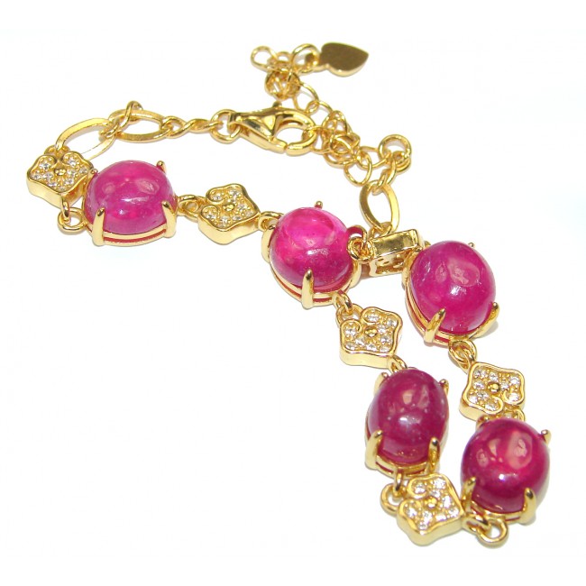 Authentic Spectacular natural Ruby 18K Gold over .925 Sterling Silver handcrafted Bracelet
