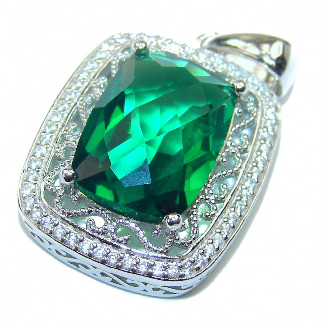 Superior quality 14.2 carat Fresh Green Helenite .925 Sterling Silver Pendant