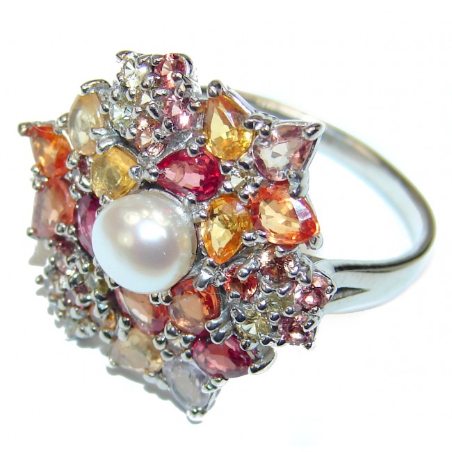 Stylish Pearl .925 Sterling Silver handmade ring size 8