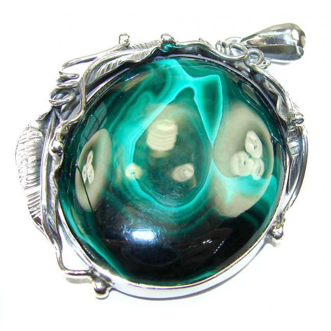 Authentic best quality Large Malachite .925 Sterling Silver handmade Pendant