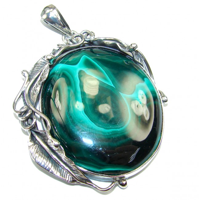 Authentic best quality Large Malachite .925 Sterling Silver handmade Pendant