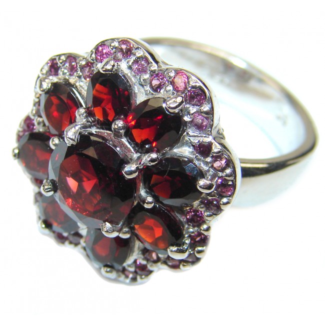 Red Power Authentic Garnet .925 Sterling Silver handmade HUGE Ring s. 7