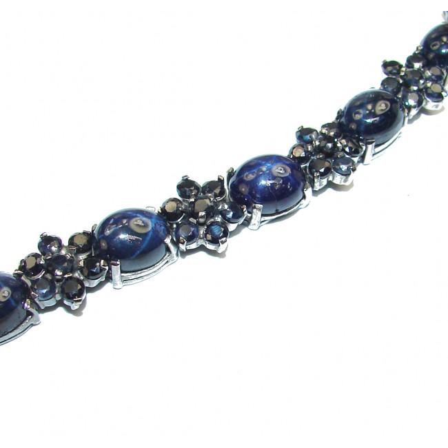 Authentic blue Sapphire black rhodium over .925 Sterling Silver handcrafted Bracelet