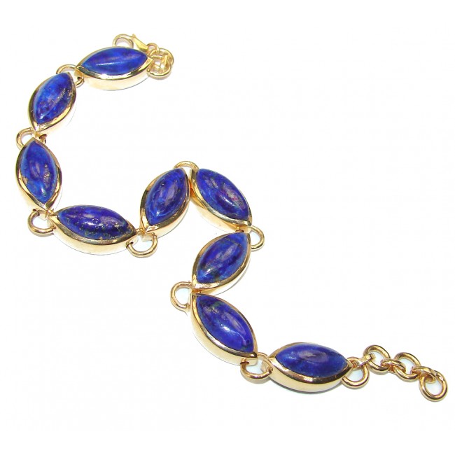 Chic Blue Waves Lapis Lazuli 18K Gold over .925 Sterling Silver handcrafted Bracelet