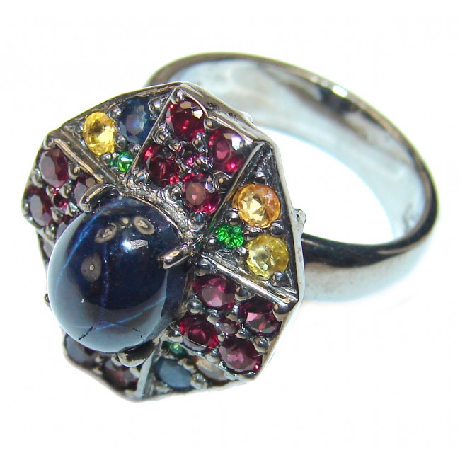 Authentic Sapphire multicolor Sapphire .925 Sterling Silver Ring s. 8