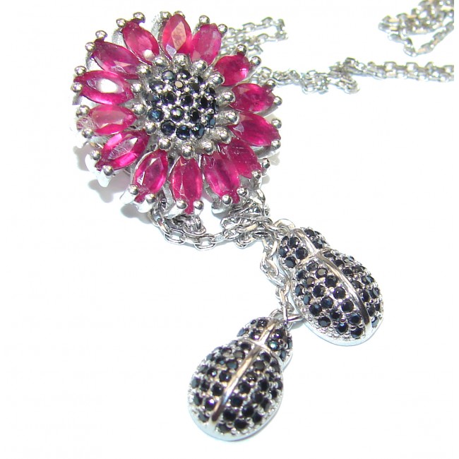 Great genuine Ruby Sapphire .925 Sterling Silver handmade Necklace