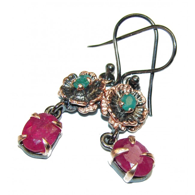 Authentic Ruby .925 Sterling Silver handcrafted earrings