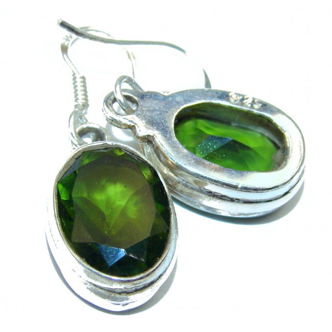 Fancy Green Topaz .925 Sterling Silver handmade earrings