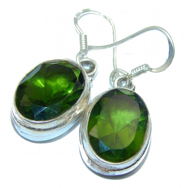 Fancy Green Topaz .925 Sterling Silver handmade earrings