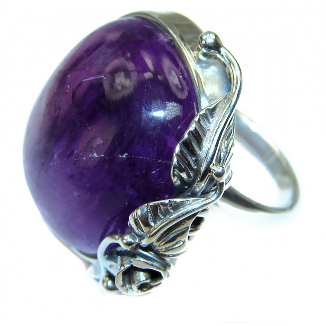 Authentic Oval cut 44ctw Amethyst .925 Sterling Silver brilliantly handcrafted ring s. 8 adjustable
