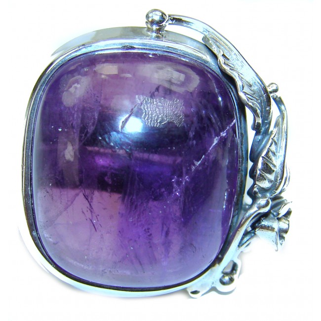 Authentic Oval cut 44ctw Amethyst .925 Sterling Silver brilliantly handcrafted ring s. 8 adjustable