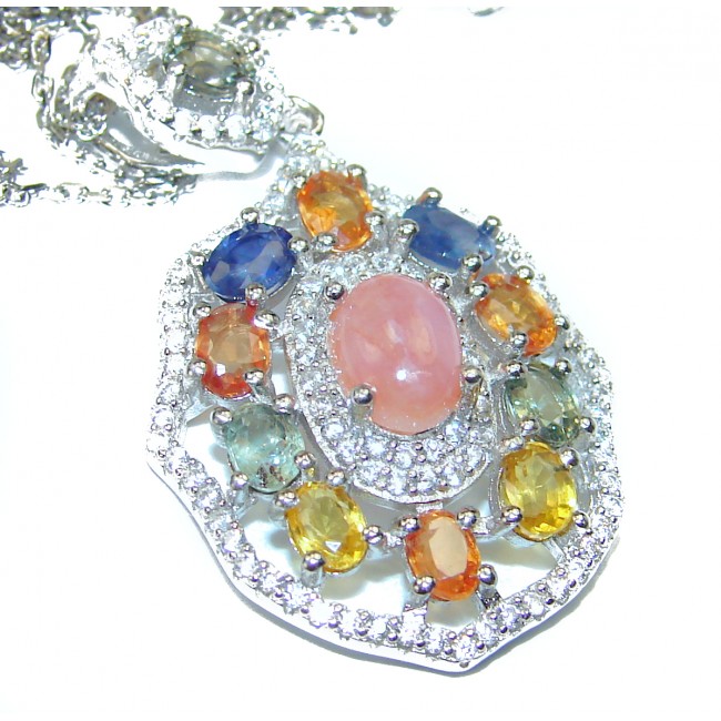 Pink Opal Sapphire .925 Sterling Silver handmade Necklace