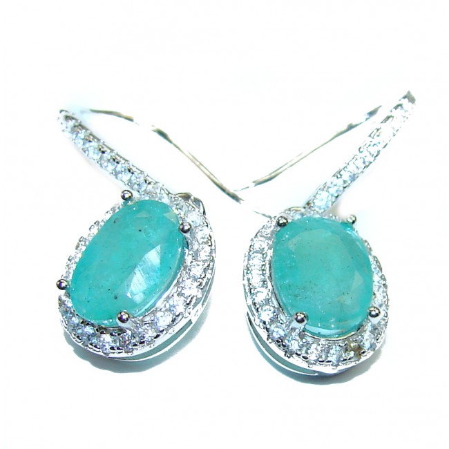 Natalie Genuine Emerald .925 Sterling Silver handmade earrings