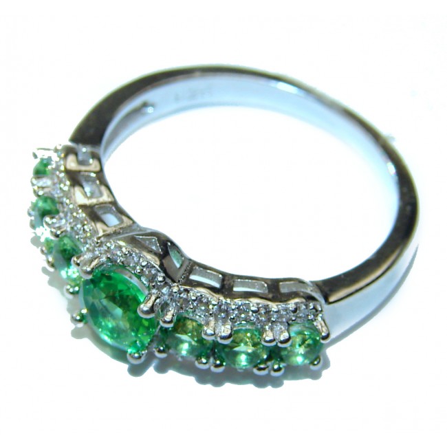 Huge Fancy Genuine Peridot .925 Sterling Silver handcrafted Ring size 7