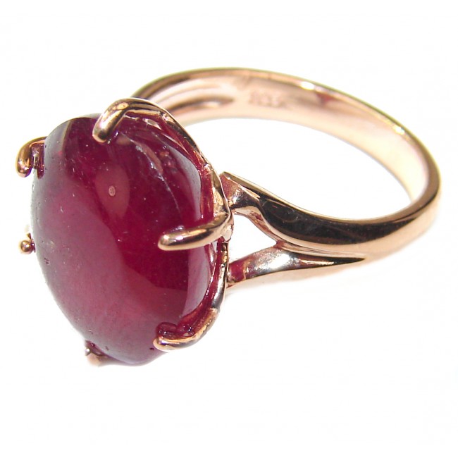 Genuine Ruby 18K yellow Gold over .925 Sterling Silver handmade Cocktail Ring s. 5 1/4
