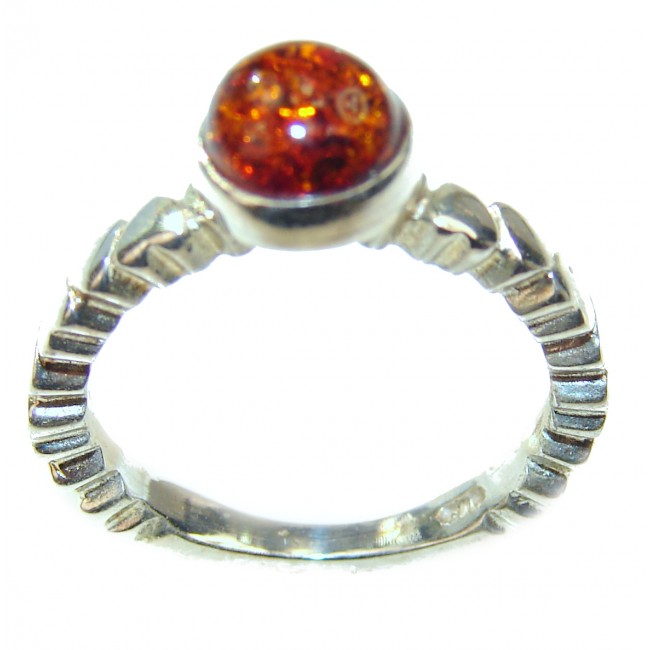 Natural Amber .925 Sterling Silver handcrafted Ring s. 7