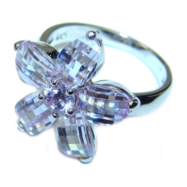 Lilac Cubic Zirconia .925 Sterling Silver handmade Ring s. 6 3/4